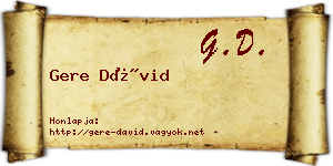 Gere Dávid névjegykártya